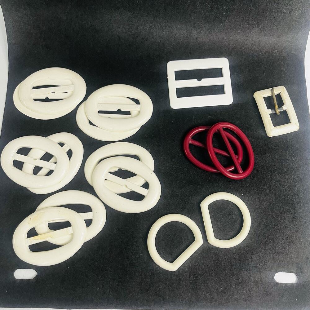 vintage belt buckles 1970s 80s plastic oval rectangle d rings crafts dress makin